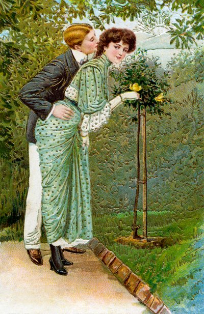 Sweet Rose - couple in garden by Unbekannter Künstler