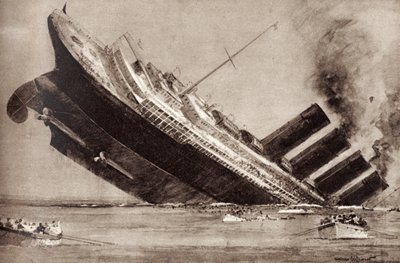 The Sinking of the Lusitania by Unbekannter Künstler