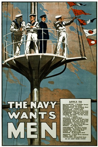 The Navy Wants Men, c.1915 by Unbekannt