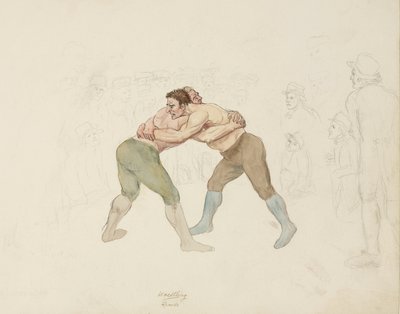 Wrestling Match, Northumberland, c. 1805-1820 by Unbekannt