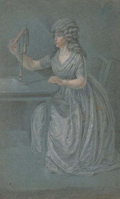 A Seated Woman Holding a Physiognotrace by Unknown
