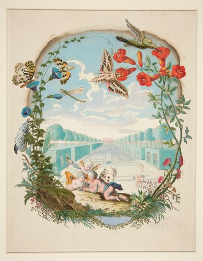Fairy scene with hummingbirds and fairies by Unknown