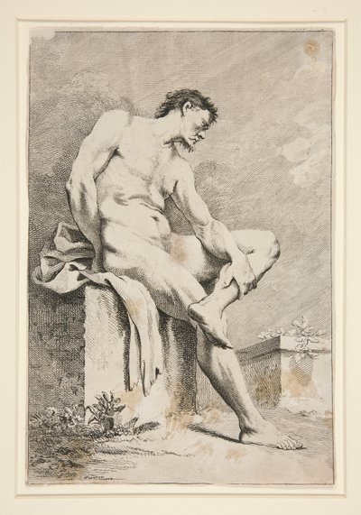 Seated Male Nude by Unknown