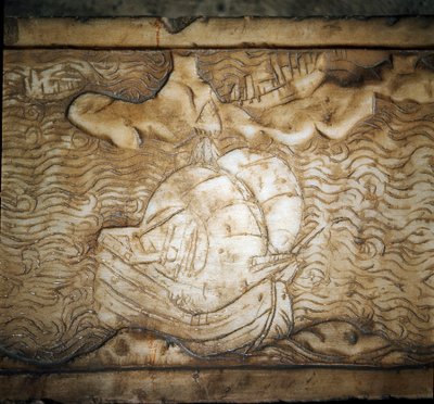 A Genoese ship. (Detail of marble relief) by Unknown artist