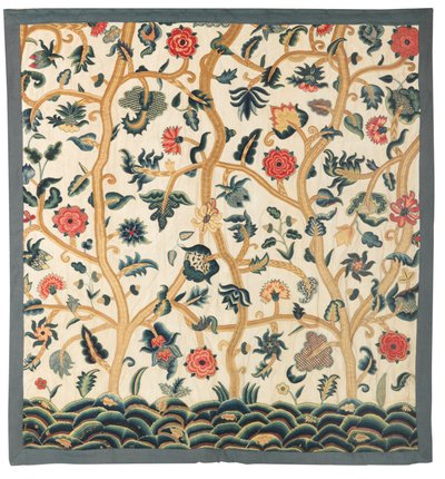 A Pair of Crewel Hangings by Unknown