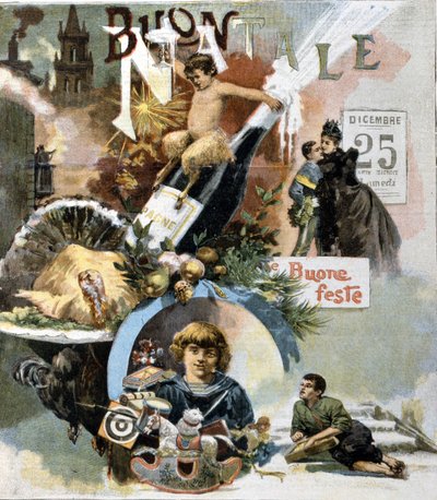 Italian Christmas card. 1893 by Unknown artist