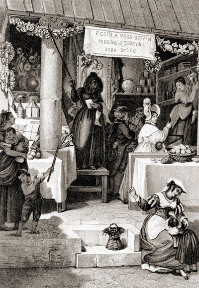 Engraving representing the feast of the Befana by Unknown artist