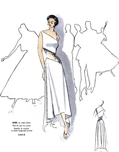 French Fashion, Crepe Evening Dress Design by Unknown artist