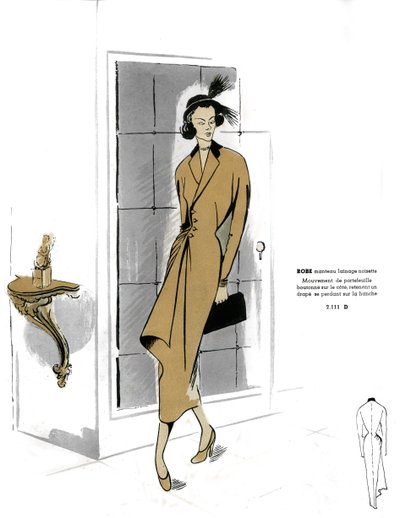 French Fashion, Hazelnut Coat Dress Design by Unknown artist
