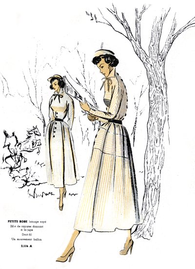 French Fashion, Petite Striped Dress Design by Unknown artist