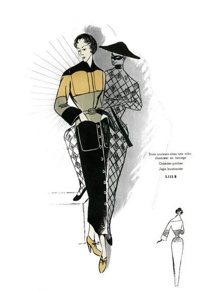 French Fashion, Woollen Shirt Dress Design by Unknown artist