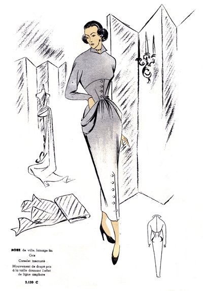 French Fashion, Woollen Town Dress Design by Unknown artist