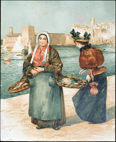Oyster merchant - drawing by Dellepienne by Unknown artist