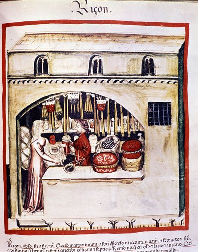 Rice seller - in Tacuinum Sanitatis by Unknown artist