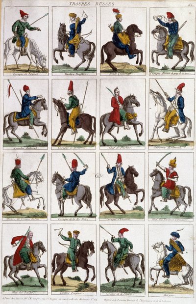 Russian Arm Horsemen - engraving by Unknown artist
