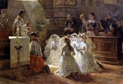 Scene of communion in the 19th century by Unknown artist