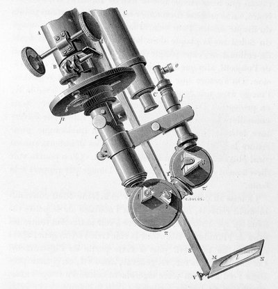 Science board presenting a spectroscope by Unknown artist