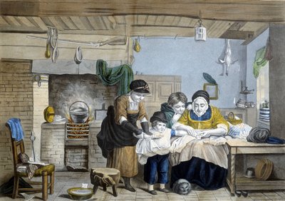 The finger cuts: family doctor scene by Unknown artist