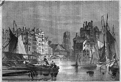 View of Rotterdam, Netherlands. Engraving from 1836 by Unknown artist