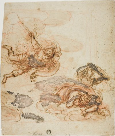 Mercury Chasing Two Harpies by Unknown Italian