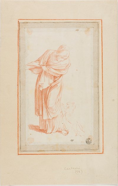 Woman and Dog by Unknown Italian