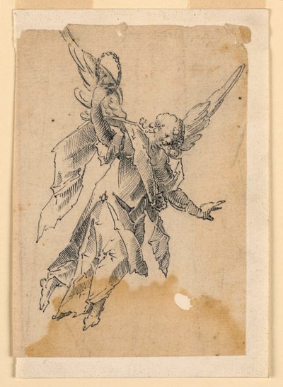 A Flying Angel Carrying a Wreath by Unknown artist