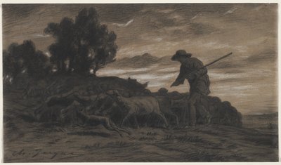 A Shepherd with His Flock by Unknown artist