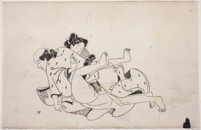 A sheet from a shunga album by Unknown artist