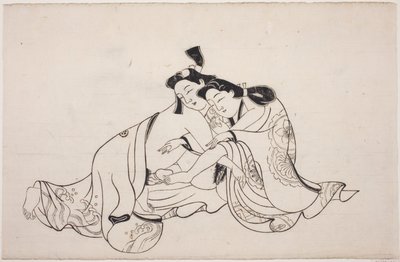 A sheet from a shunga album by Unknown artist