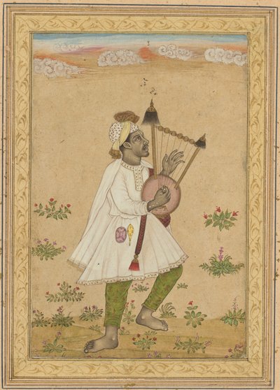 An African Lyre Player; Calligraphy by Unknown artist