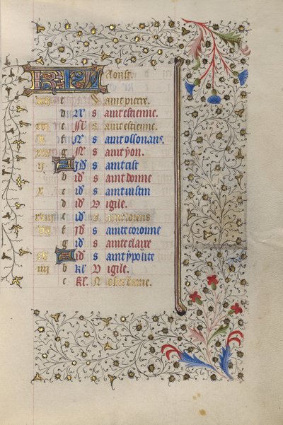 Calendar Page by Unknown artist