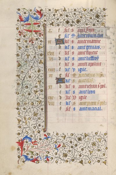 Calendar Page by Unknown artist