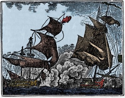 Captain Thy Attacks an India Galleon by Unknown artist
