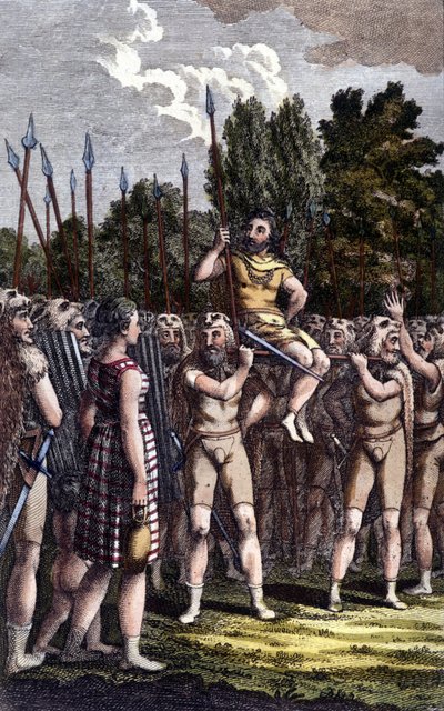 Celtic ceremony. 19th century engraving by Unknown artist