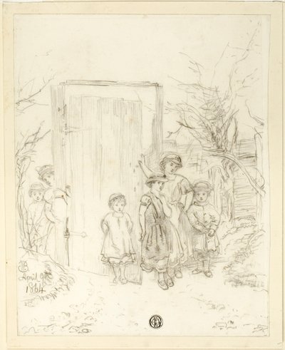 Children by a Door by Unknown artist