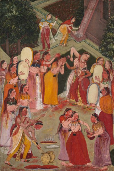 Girls Spraying Each Other at Holi by Unknown artist