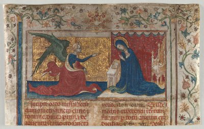 Half Leaf from a Missal: The Annunciation by Unknown artist