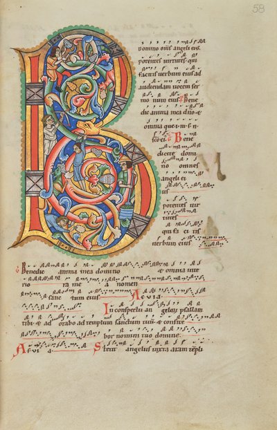 Inhabited Initial B by Unknown artist