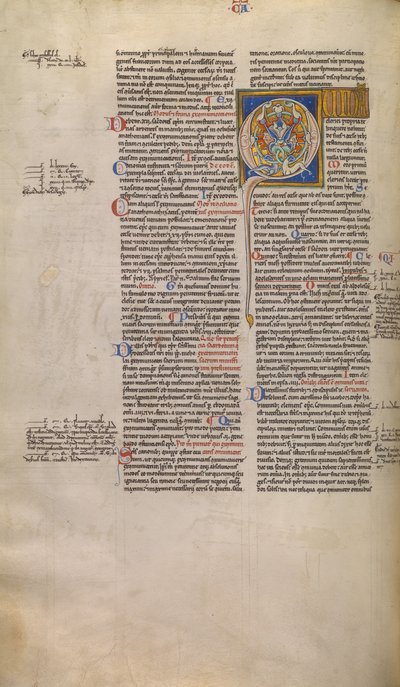 Inhabited Initial Q by Unknown artist