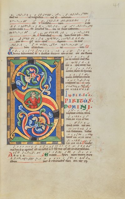 Inhabited Initial S by Unknown artist