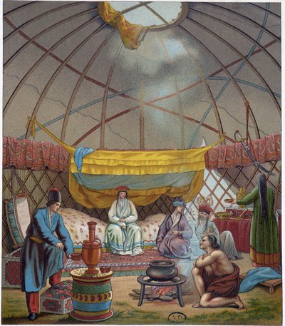 Kalmouk in their yurt by Unknown artist
