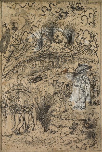 Krishna and Radha Under Mt. Govardhan by Unknown artist