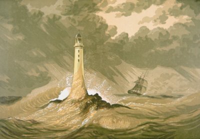 Lighthouse with Sailing Ship by Unknown artist
