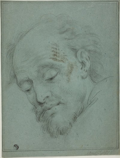 Male Head Looking Down by Unknown artist