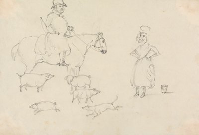 Man on Horse, with Pigs by Unknown artist