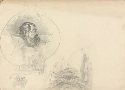Man with Hood and Landscape by Unknown artist
