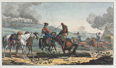 Mounted Artilleryman Leading Three Horses by Unknown artist