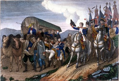 Napoleon salutes wounded soldiers (engraving) by Unknown artist