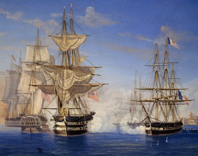Naval Battle Between French and British by Unknown artist