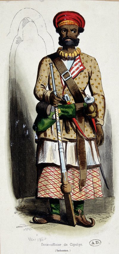 Non-commissioned officer (sub-officer) cipaye (India) - engraving by Unknown artist
